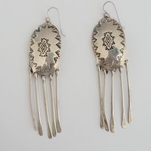 Vintage 925 Sterling Silver Concho / Concha Chandelier Earrings